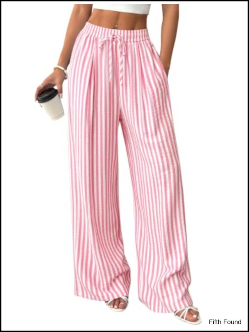 Wide Leg Palazzo Pants Striped Flowy Summer Beach Pockets
